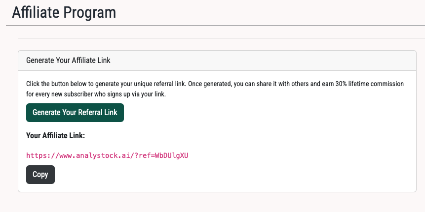 User Dashboard Screenshot